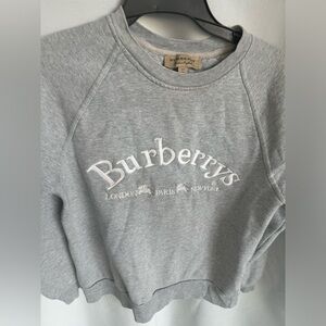 Burberrys Gray Crewneck Sweatshirt with White Logo